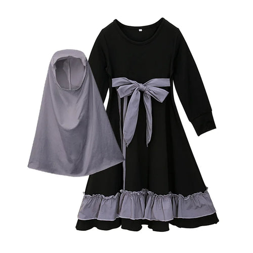 Ramadan Muslim Sets Children Girls Prayer Dress Eid Hijab Abaya Arab